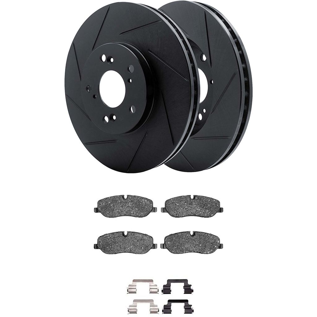 Dynamic Friction 3512-11013 - Brake Kit - Black Zinc Coated Slotted Rotors and 5000 Brake Pads With Hardware