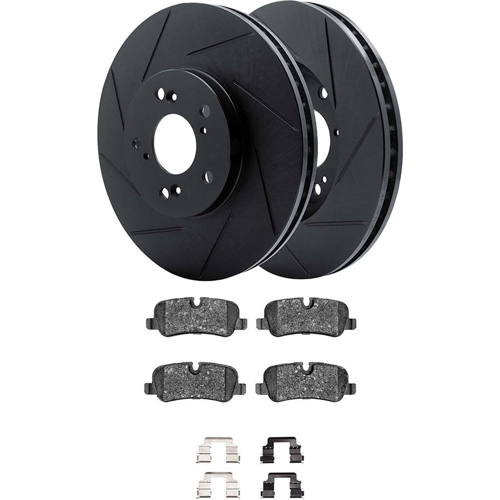 Dynamic Friction 3512-11016 - Brake Kit - Black Zinc Coated Slotted Rotors and 5000 Brake Pads With Hardware