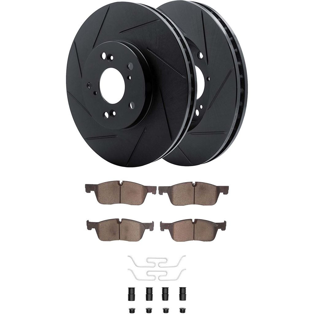 Dynamic Friction 3512-20026 - Brake Kit - Black Zinc Coated Slotted Rotors and 5000 Brake Pads With Hardware