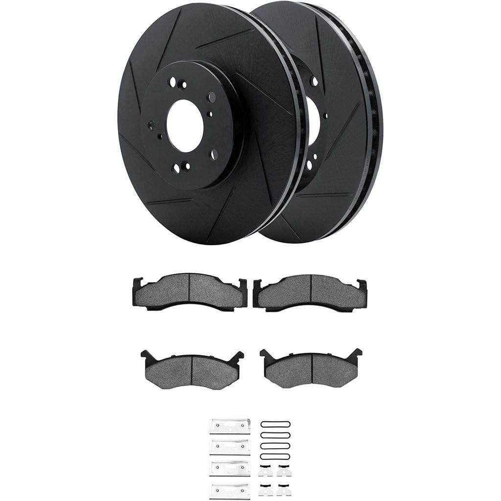 Dynamic Friction 3512-40021 - Brake Kit - Black Zinc Coated Slotted Rotors and 5000 Brake Pads With Hardware