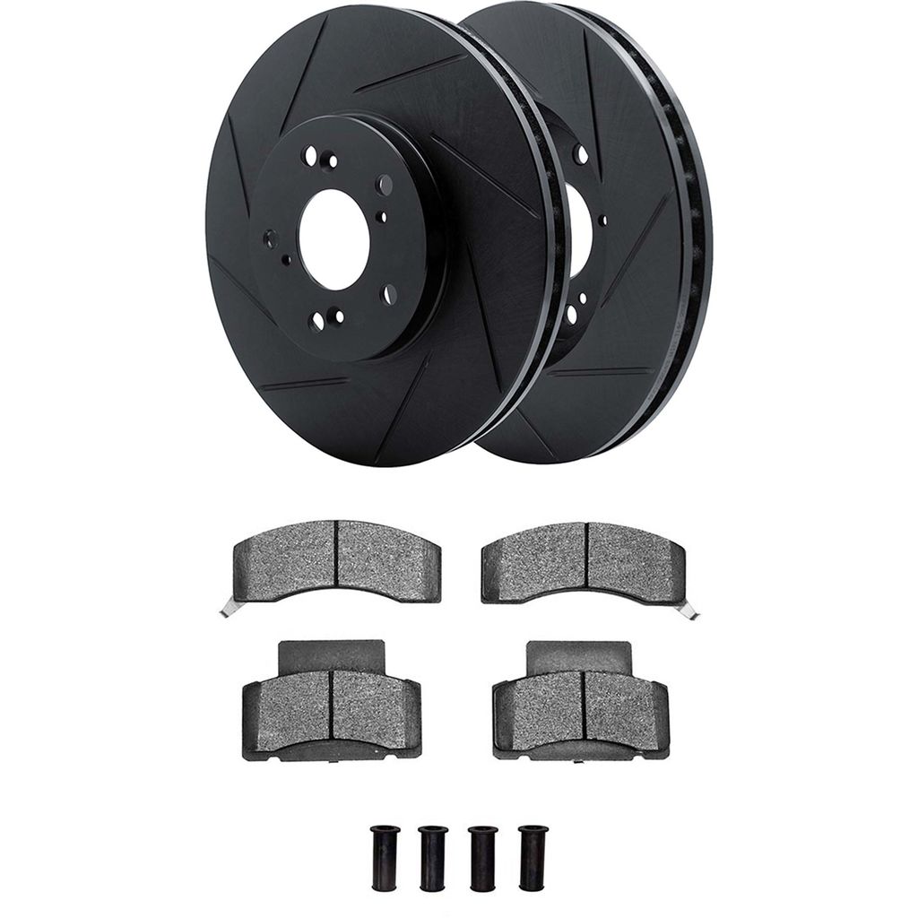 Dynamic Friction 3512-40046 - Brake Kit - Black Zinc Coated Slotted Rotors and 5000 Brake Pads With Hardware