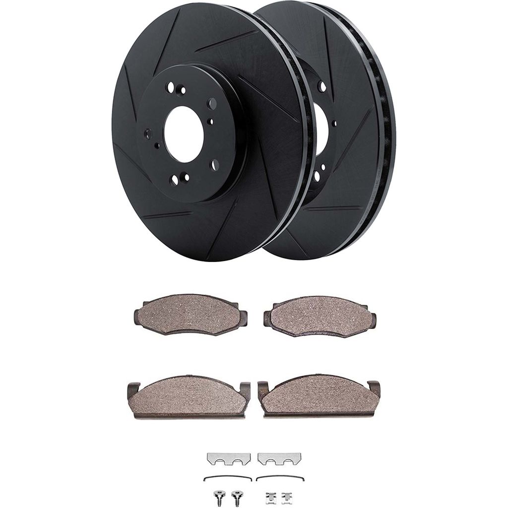 Dynamic Friction 3512-42009 - Brake Kit - Black Zinc Coated Slotted Rotors and 5000 Brake Pads With Hardware