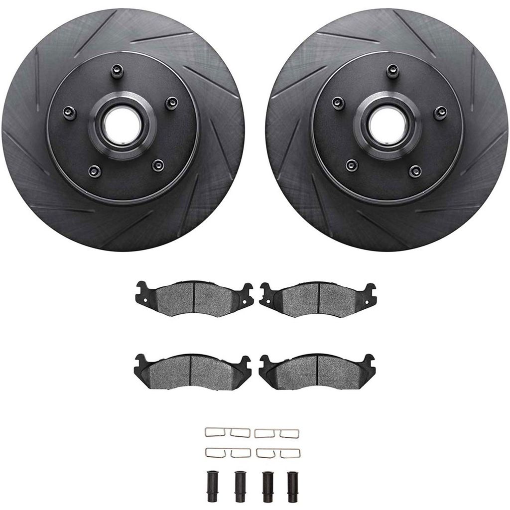 Dynamic Friction 3512-42013 - Brake Kit - Black Zinc Coated Slotted Rotors and 5000 Brake Pads With Hardware
