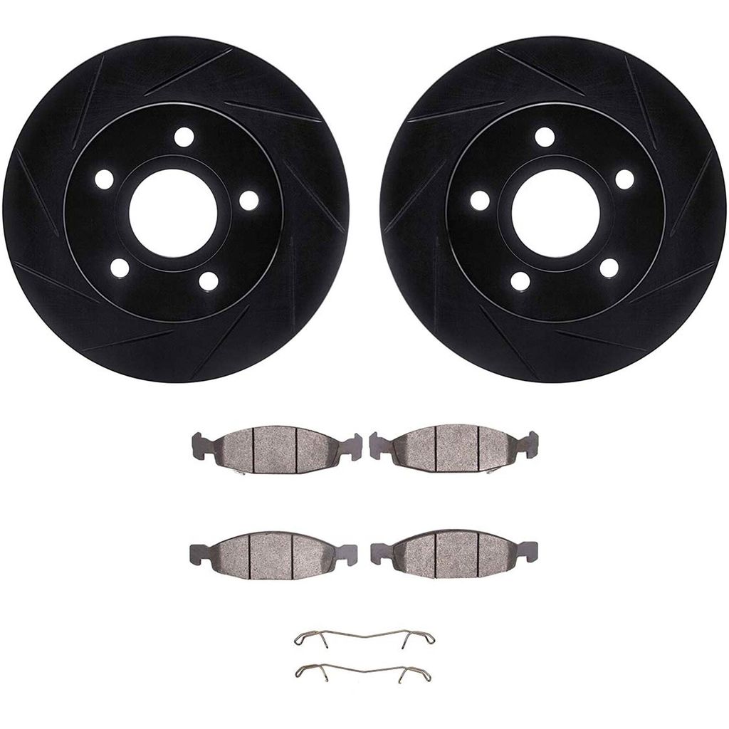 Dynamic Friction 3512-42019 - Brake Kit - Black Zinc Coated Slotted Rotors and 5000 Brake Pads With Hardware