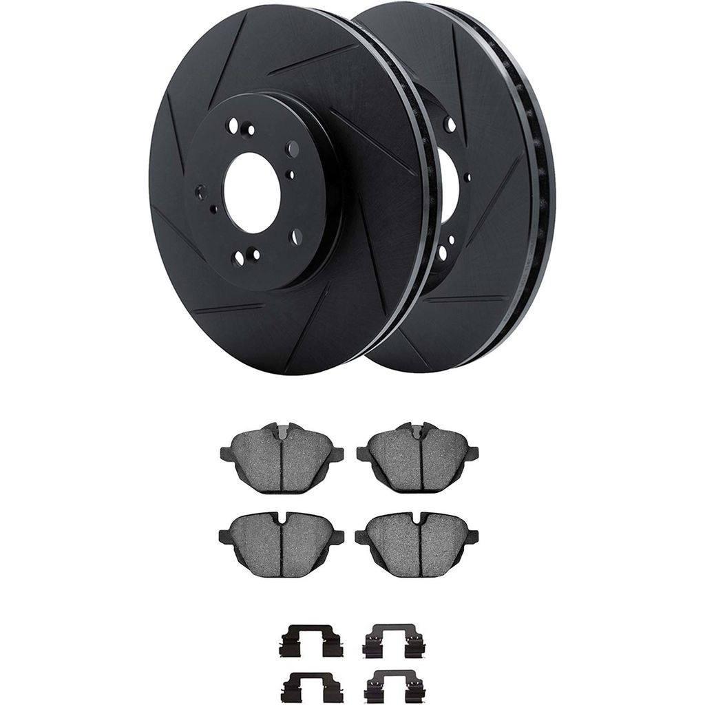 Dynamic Friction 3512-31106 - Brake Kit - Black Zinc Coated Slotted Rotors and 5000 Brake Pads With Hardware