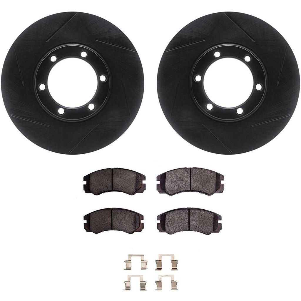 Dynamic Friction 3512-37011 - Brake Kit - Black Zinc Coated Slotted Rotors and 5000 Brake Pads With Hardware