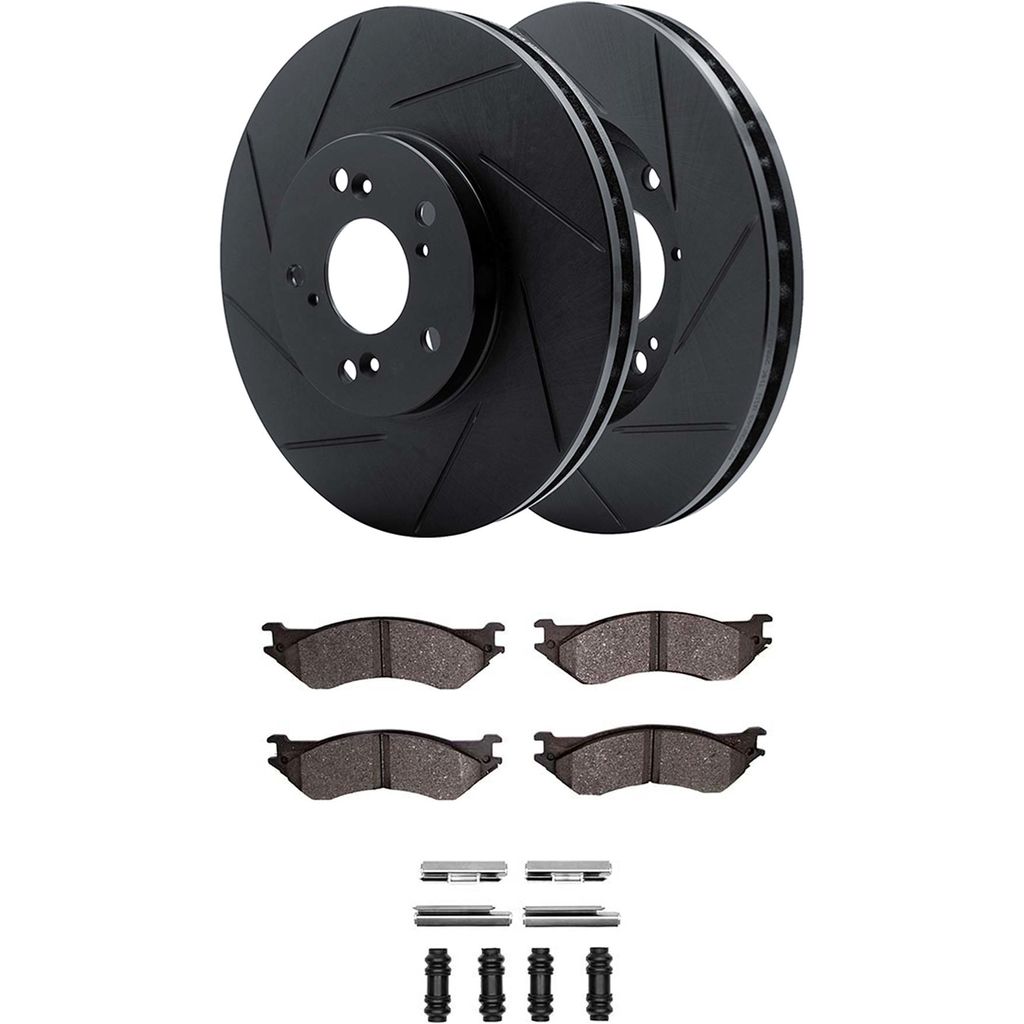 Dynamic Friction 3512-40067 - Brake Kit - Black Zinc Coated Slotted Rotors and 5000 Brake Pads With Hardware