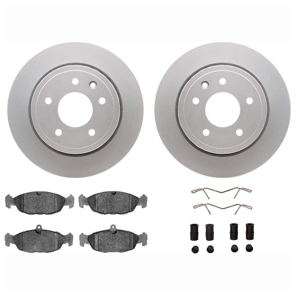 Dynamic Friction 4612-20000 - Brake Kit - Geostop Rotors and 5000 Euro Ceramic Brake Pads with Hardware