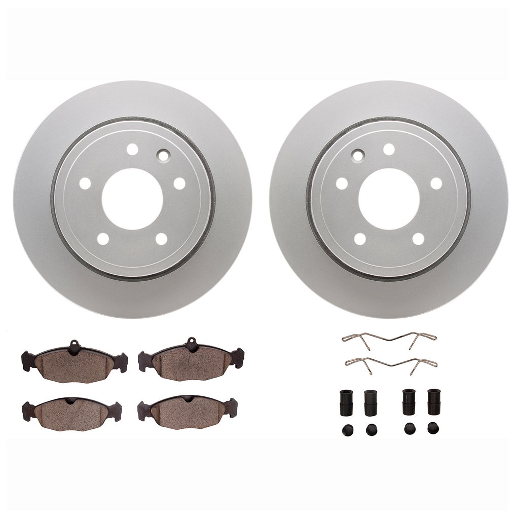 Dynamic Friction 4612-20001 - Brake Kit - Geostop Rotors and 5000 Euro Ceramic Brake Pads with Hardware