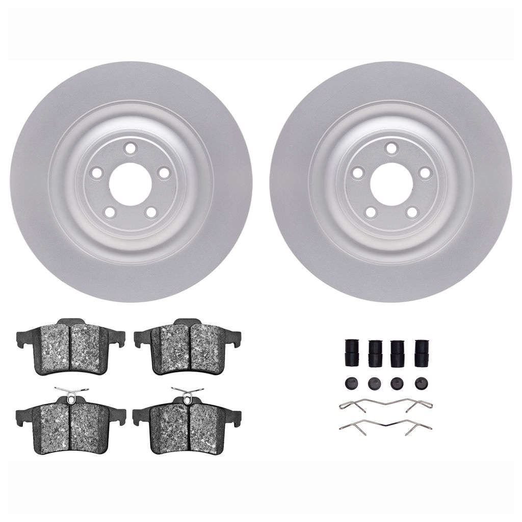Dynamic Friction 4612-20016 - Brake Kit - Geostop Rotors and 5000 Euro Ceramic Brake Pads with Hardware
