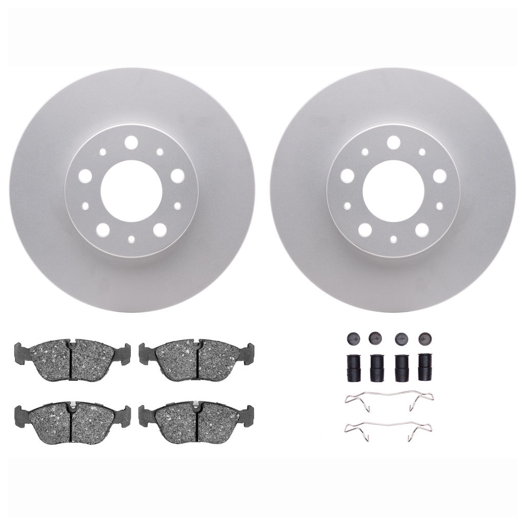 Dynamic Friction 4612-27006 - Brake Kit - Geostop Rotors and 5000 Euro Ceramic Brake Pads with Hardware