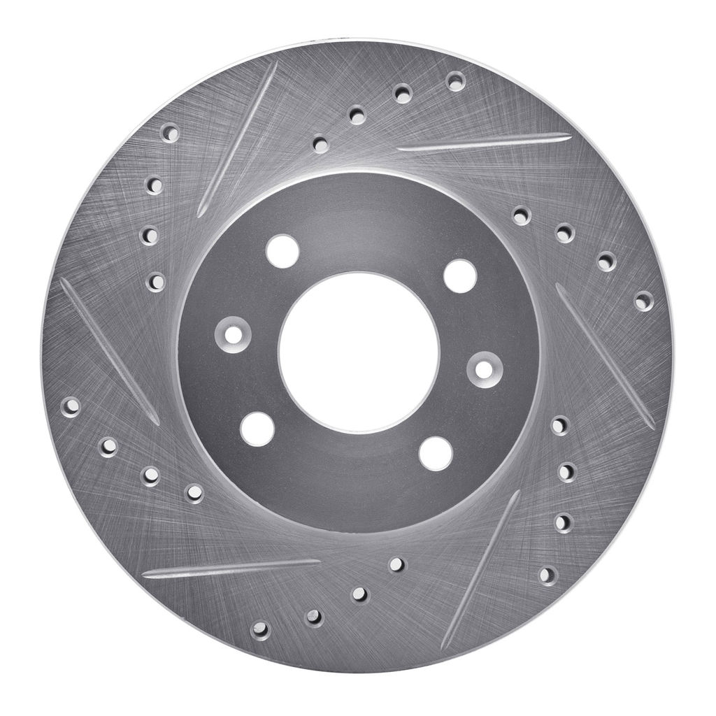 Dynamic Friction 631-03042L - Drilled and Slotted Silver Zinc Brake Rotor