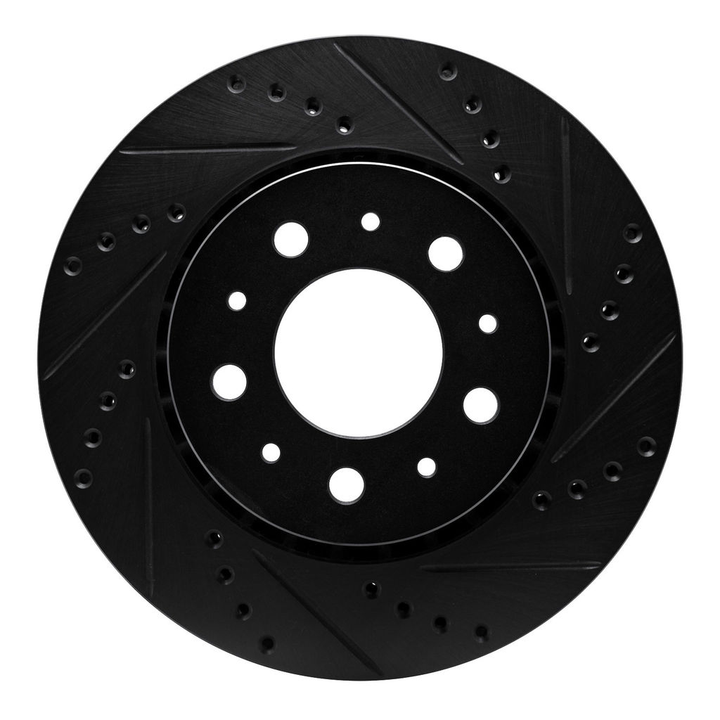 Dynamic Friction 633-27013R - Drilled and Slotted Black Zinc Brake Rotor