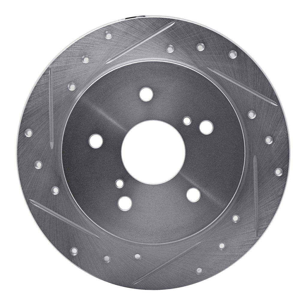 Dynamic Friction 631-01006L - Drilled and Slotted Silver Zinc Brake Rotor