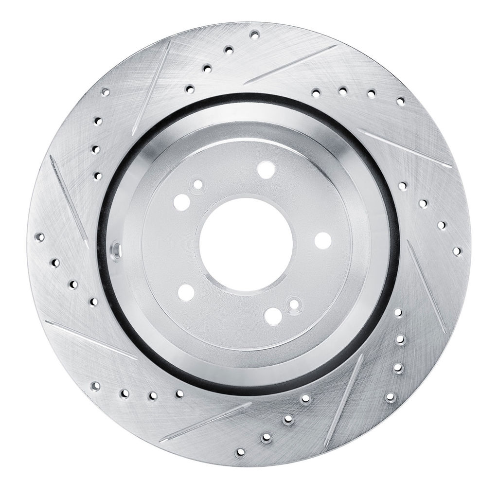 Dynamic Friction 631-10002L - Drilled and Slotted Silver Zinc Brake Rotor