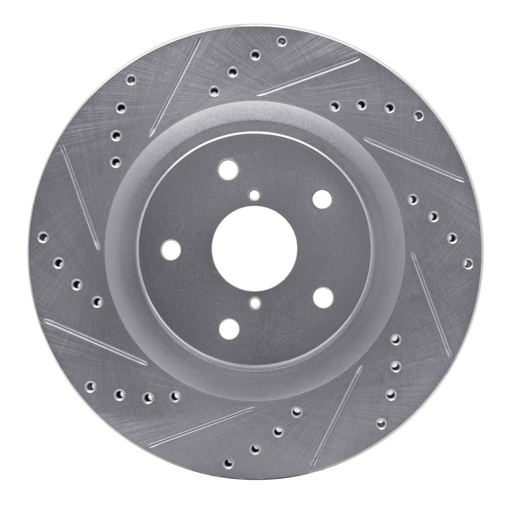 Dynamic Friction 631-13045L - Drilled and Slotted Silver Zinc Brake Rotor