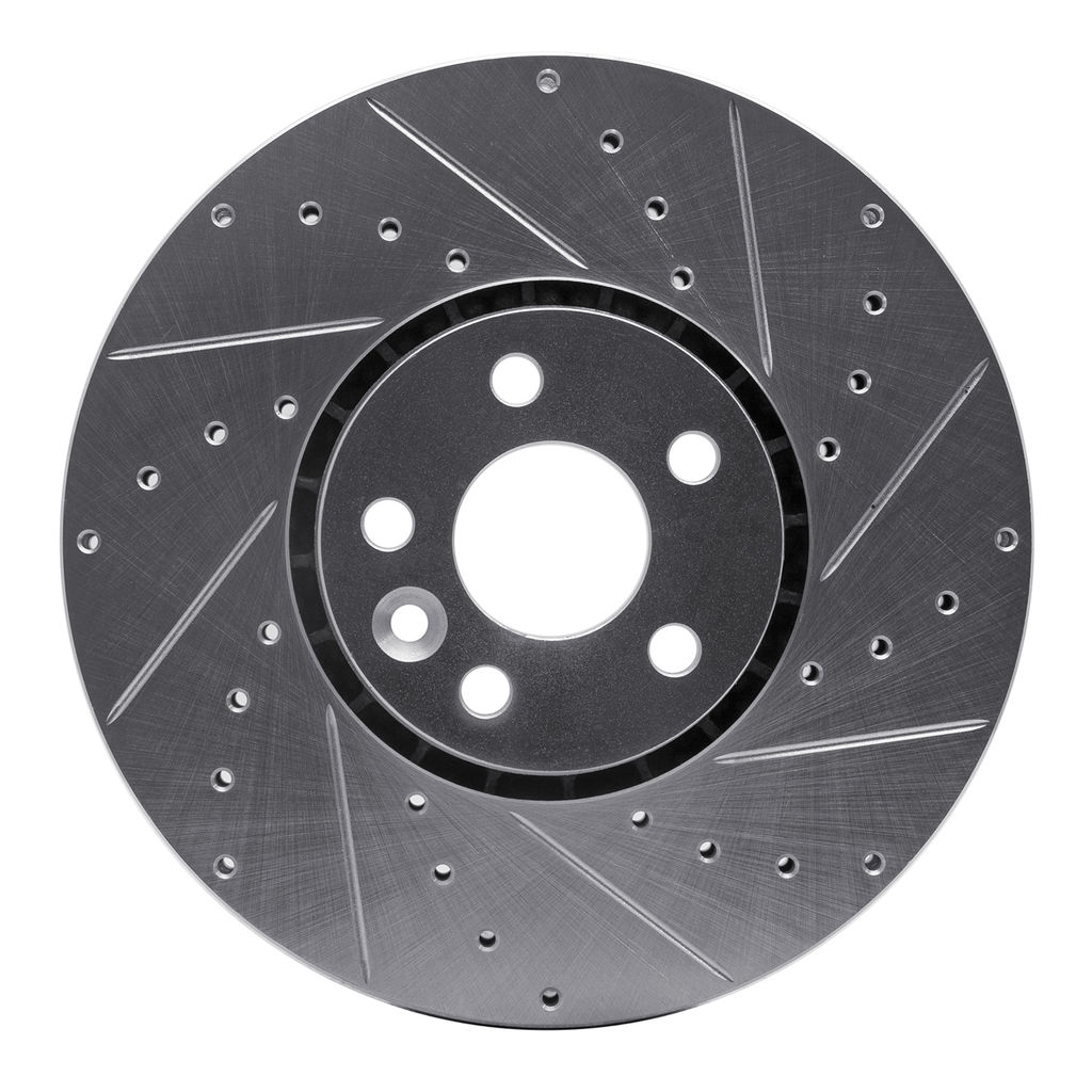 Dynamic Friction 631-27043R - Drilled and Slotted Silver Zinc Brake Rotor