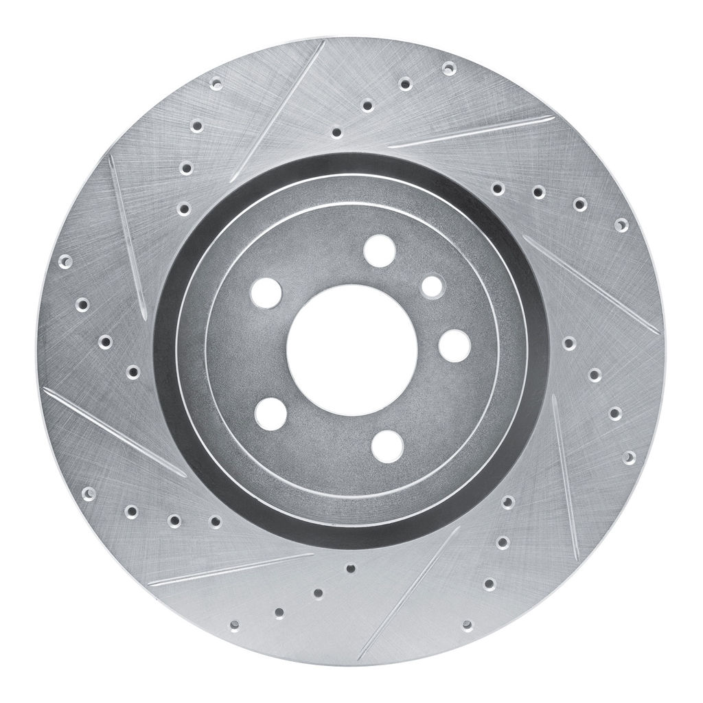Dynamic Friction 631-40035L - Drilled and Slotted Silver Zinc Brake Rotor