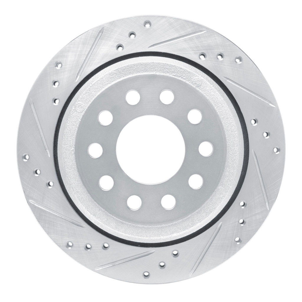 Dynamic Friction 631-55003L - Drilled and Slotted Silver Zinc Brake Rotor