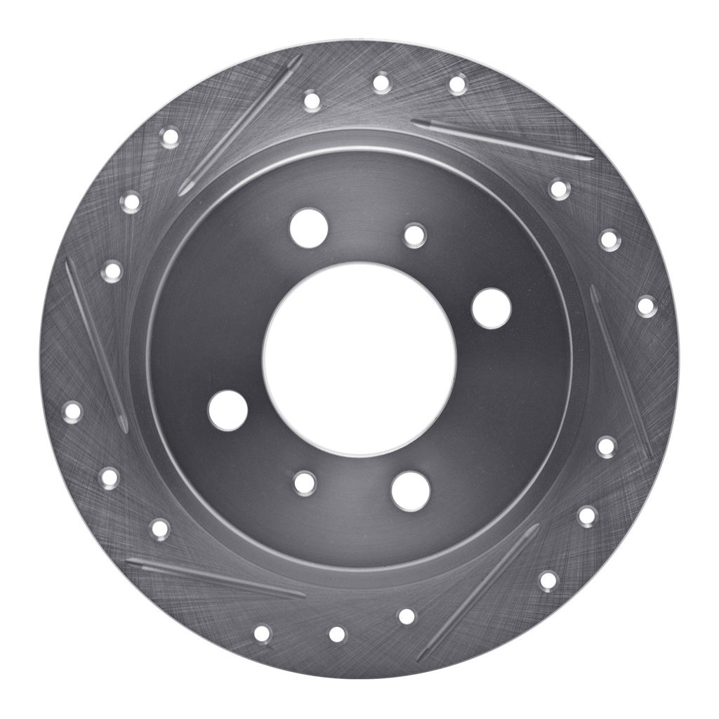 Dynamic Friction 631-67039L - Drilled and Slotted Silver Zinc Brake Rotor