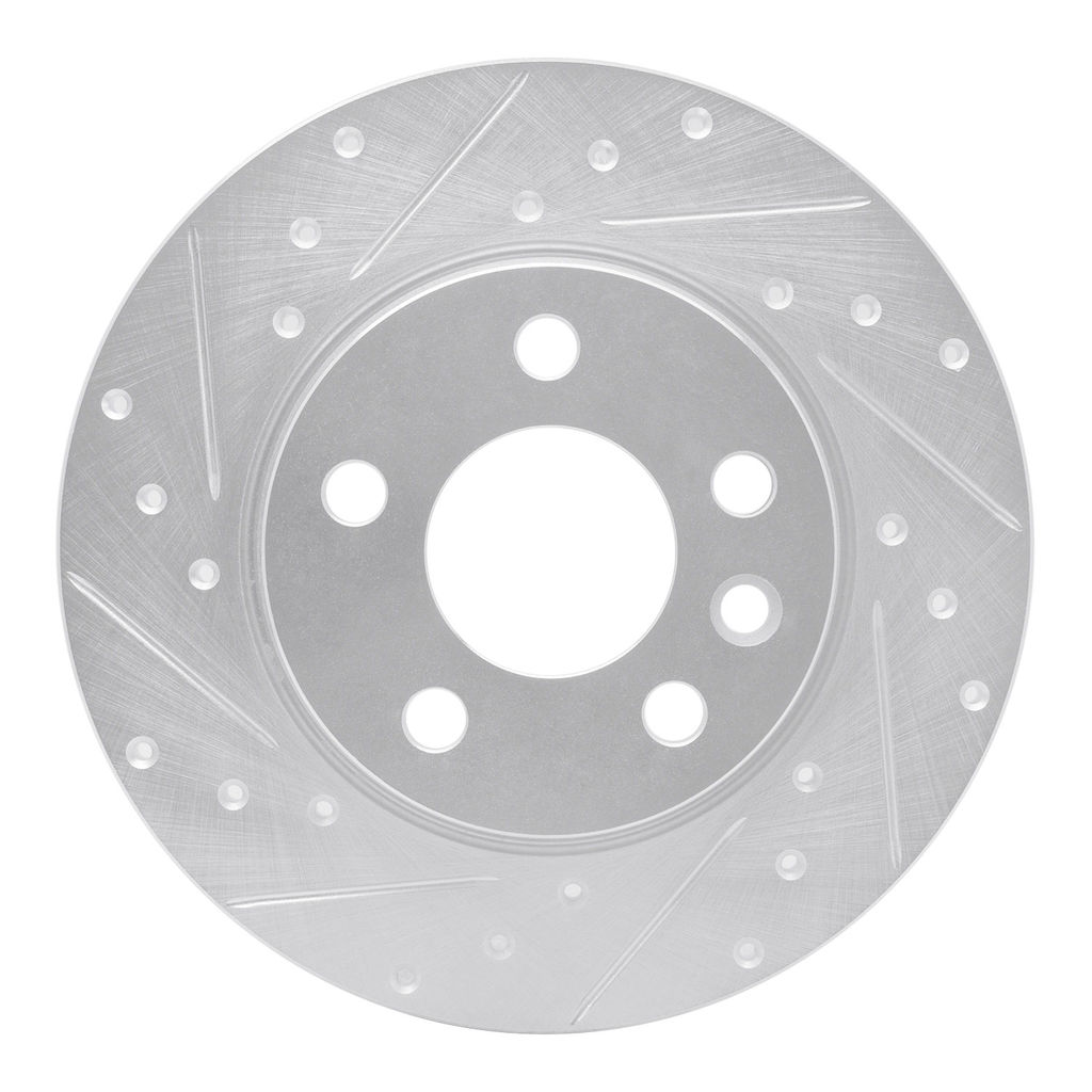 Dynamic Friction 631-74044L - Drilled and Slotted Silver Zinc Brake Rotor