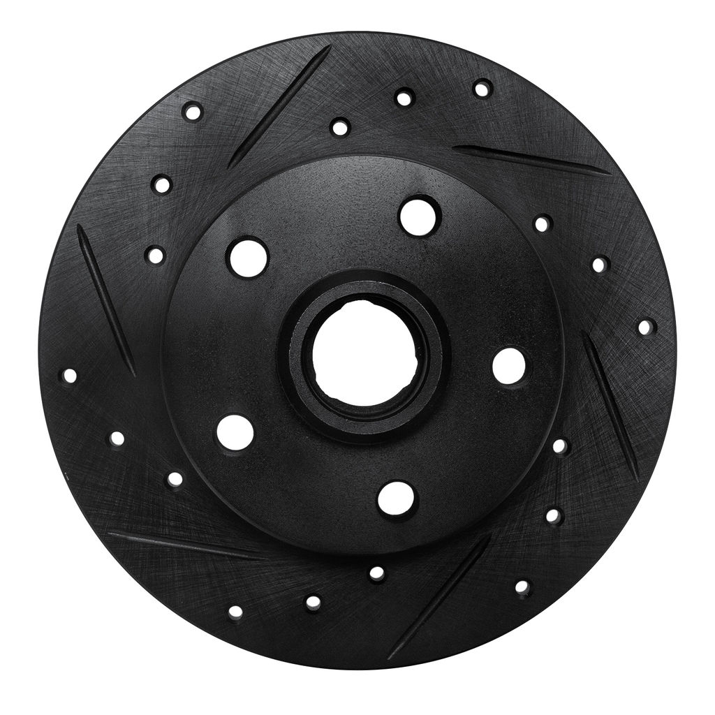 Dynamic Friction 633-74010L - Drilled and Slotted Black Zinc Brake Rotor