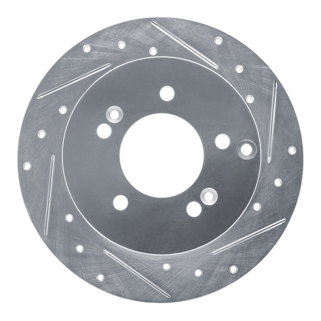 Dynamic Friction 631-21010R - Drilled and Slotted Silver Zinc Brake Rotor