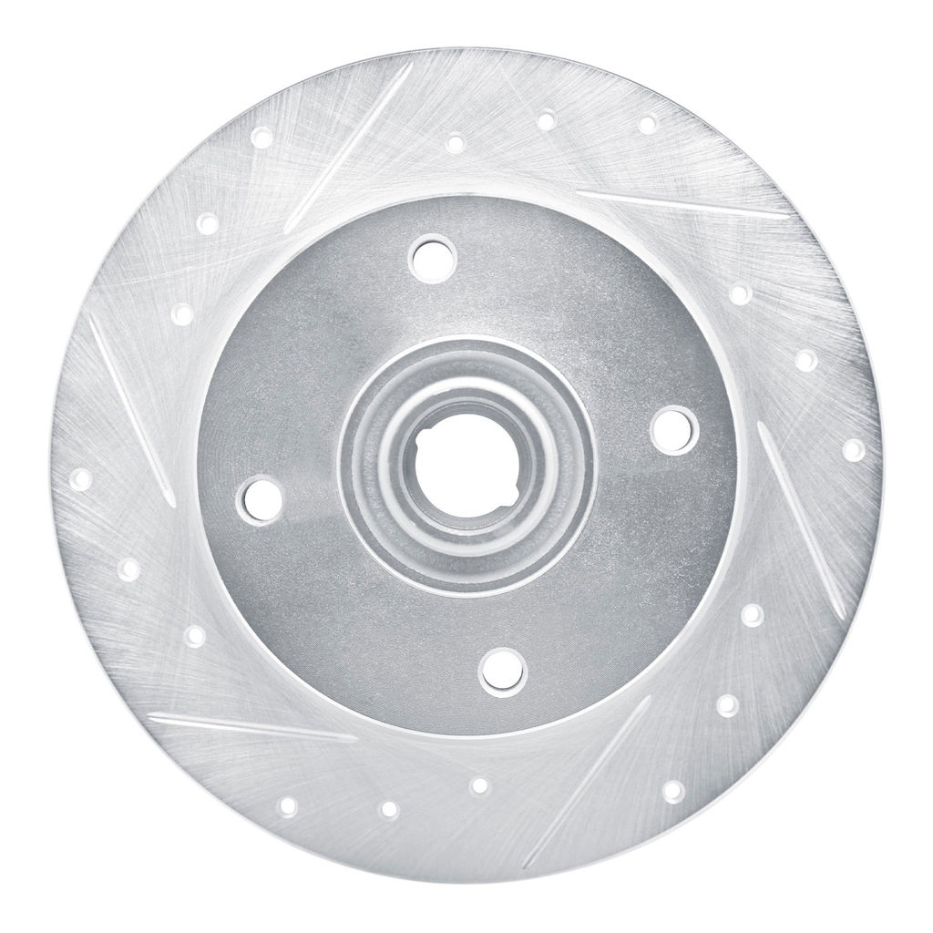 Dynamic Friction 631-74003L - Drilled and Slotted Silver Zinc Brake Rotor