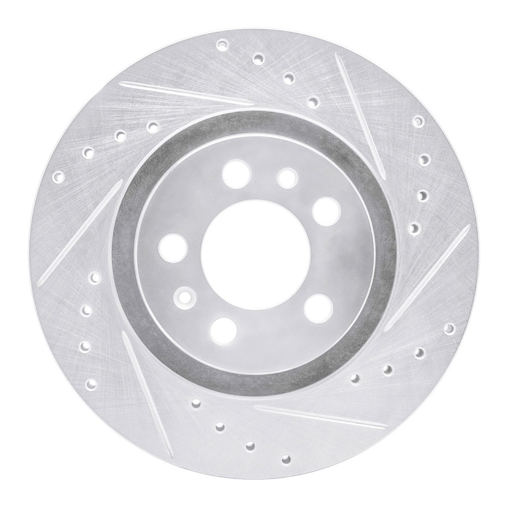 Dynamic Friction 631-74016R - Drilled and Slotted Silver Zinc Brake Rotor