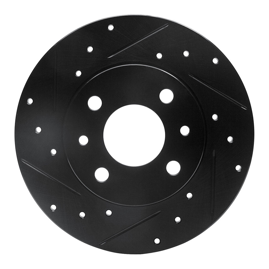 Dynamic Friction 633-07001L - Drilled and Slotted Black Zinc Brake Rotor