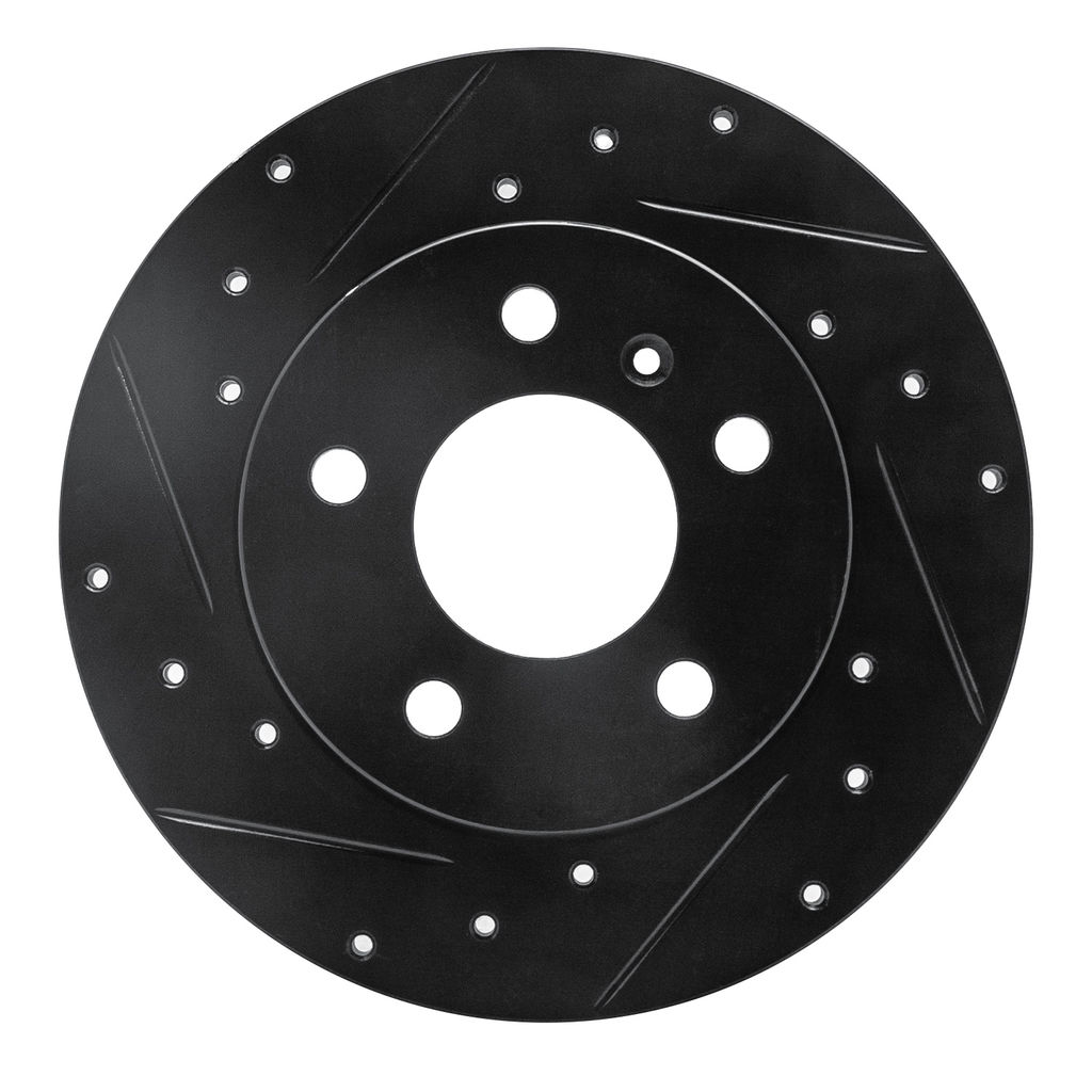 Dynamic Friction 633-47042L - Drilled and Slotted Black Zinc Brake Rotor