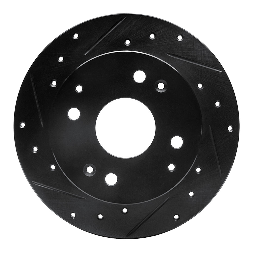 Dynamic Friction 633-58007L - Drilled and Slotted Black Zinc Brake Rotor