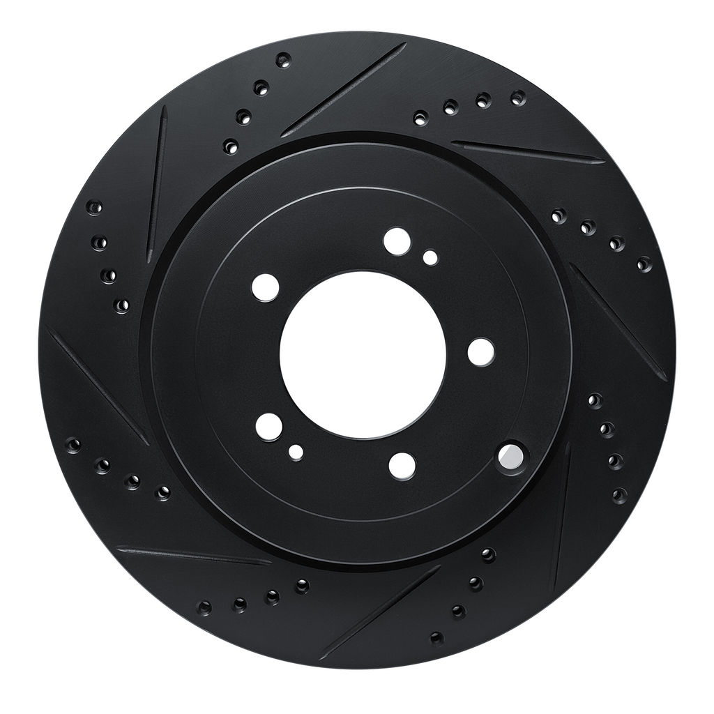 Dynamic Friction 633-72042L - Drilled and Slotted Black Zinc Brake Rotor