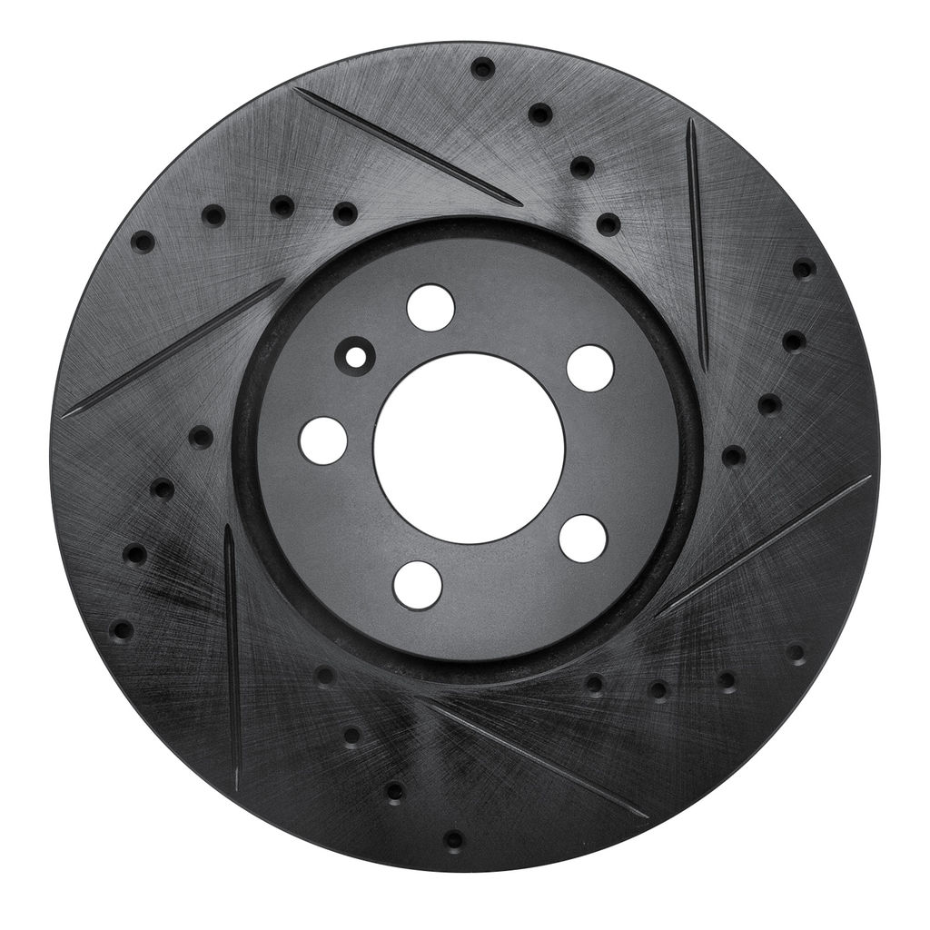 Dynamic Friction 633-74015R - Drilled and Slotted Black Zinc Brake Rotor