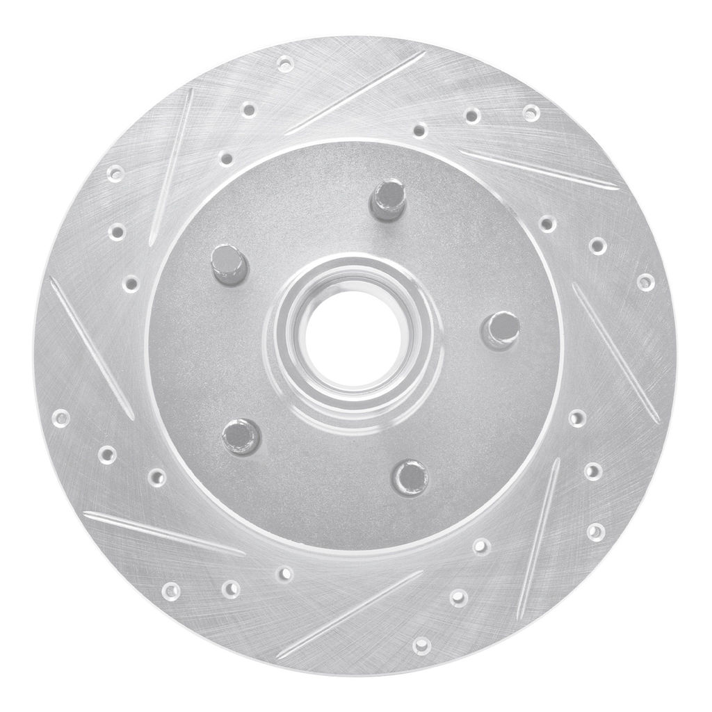 Dynamic Friction 631-48010L - Drilled and Slotted Silver Zinc Brake Rotor