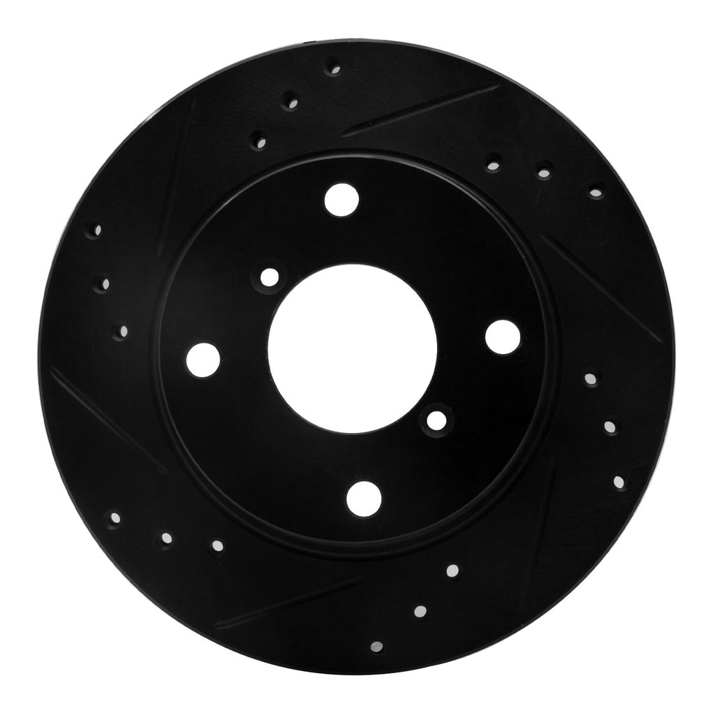 Dynamic Friction 633-01000L - Drilled and Slotted Black Zinc Brake Rotor