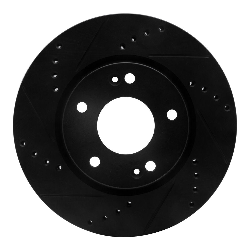 Dynamic Friction 633-03043L - Drilled and Slotted Black Zinc Brake Rotor