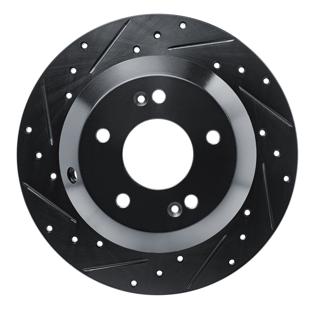 Dynamic Friction 633-21029L - Drilled and Slotted Black Zinc Brake Rotor