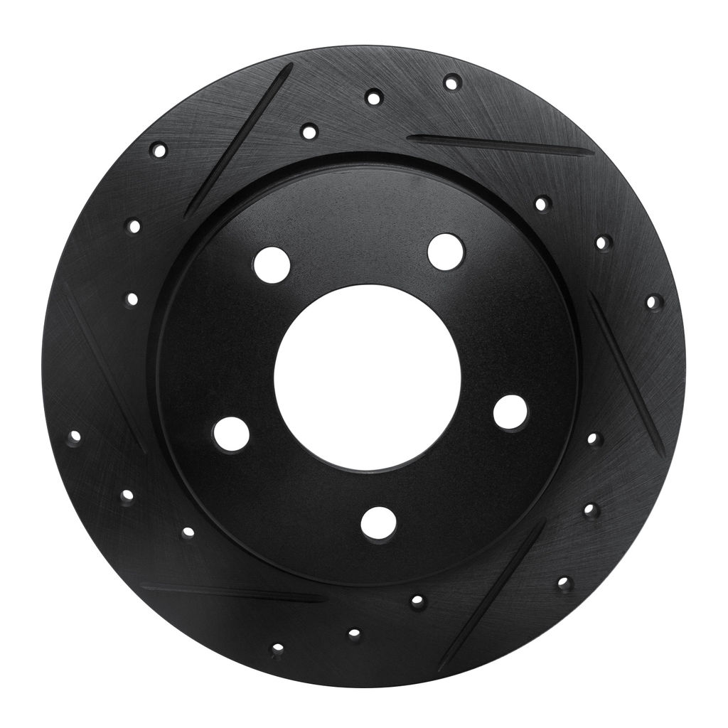 Dynamic Friction 633-80039L - Drilled and Slotted Black Zinc Brake Rotor