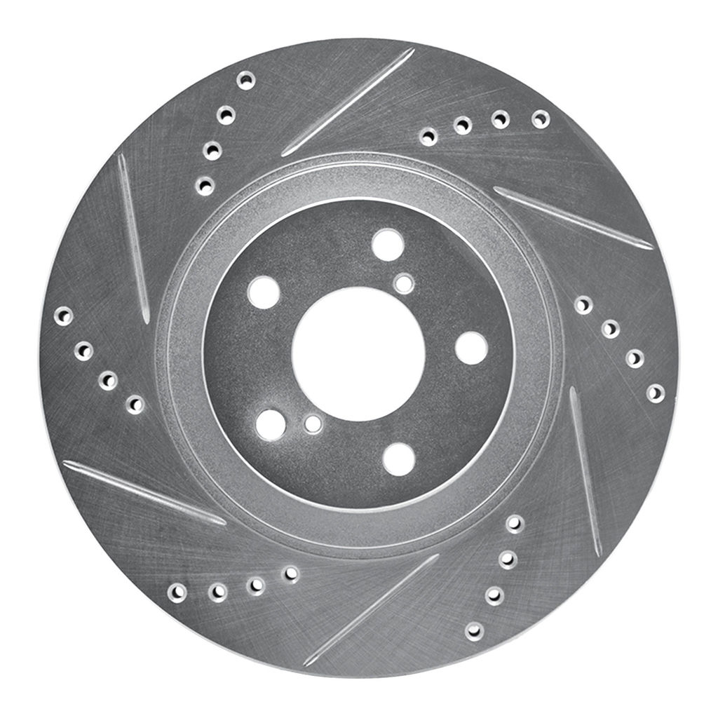 Dynamic Friction 631-13034L - Drilled and Slotted Silver Zinc Brake Rotor