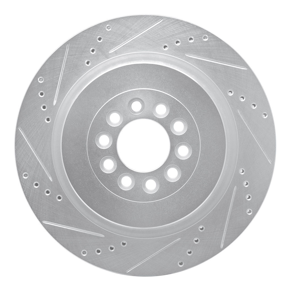 Dynamic Friction 631-20014L - Drilled and Slotted Silver Zinc Brake Rotor