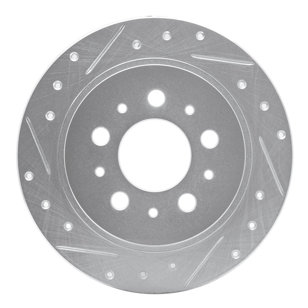 Dynamic Friction 631-27014L - Drilled and Slotted Silver Zinc Brake Rotor