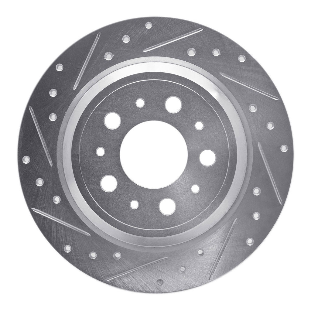 Dynamic Friction 631-27029L - Drilled and Slotted Silver Zinc Brake Rotor