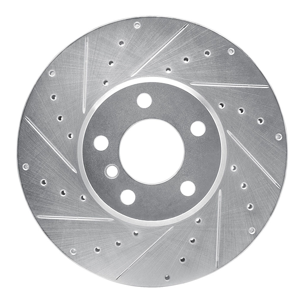 Dynamic Friction 631-31144L - Drilled and Slotted Silver Zinc Brake Rotor