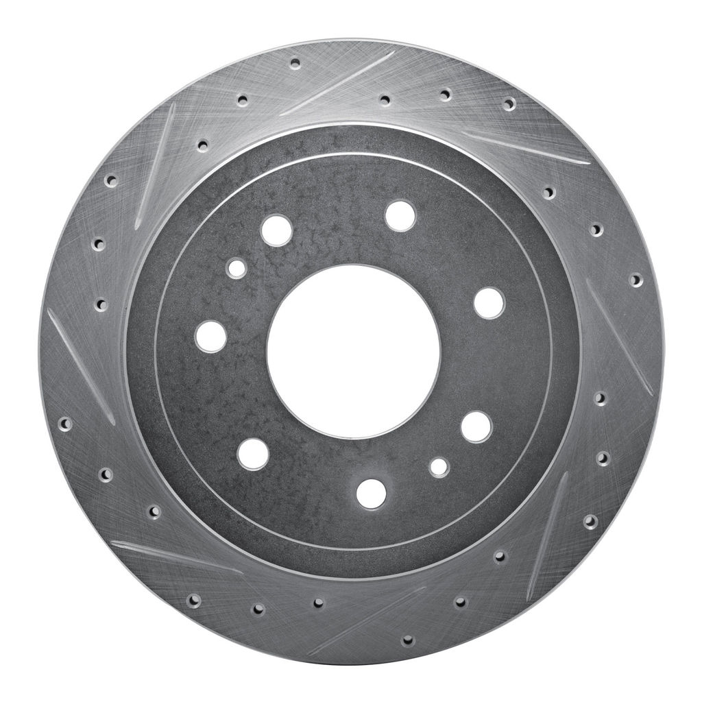 Dynamic Friction 631-54189L - Drilled and Slotted Silver Zinc Brake Rotor