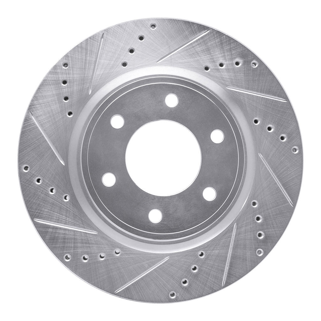 Dynamic Friction 631-68016L - Drilled and Slotted Silver Zinc Brake Rotor