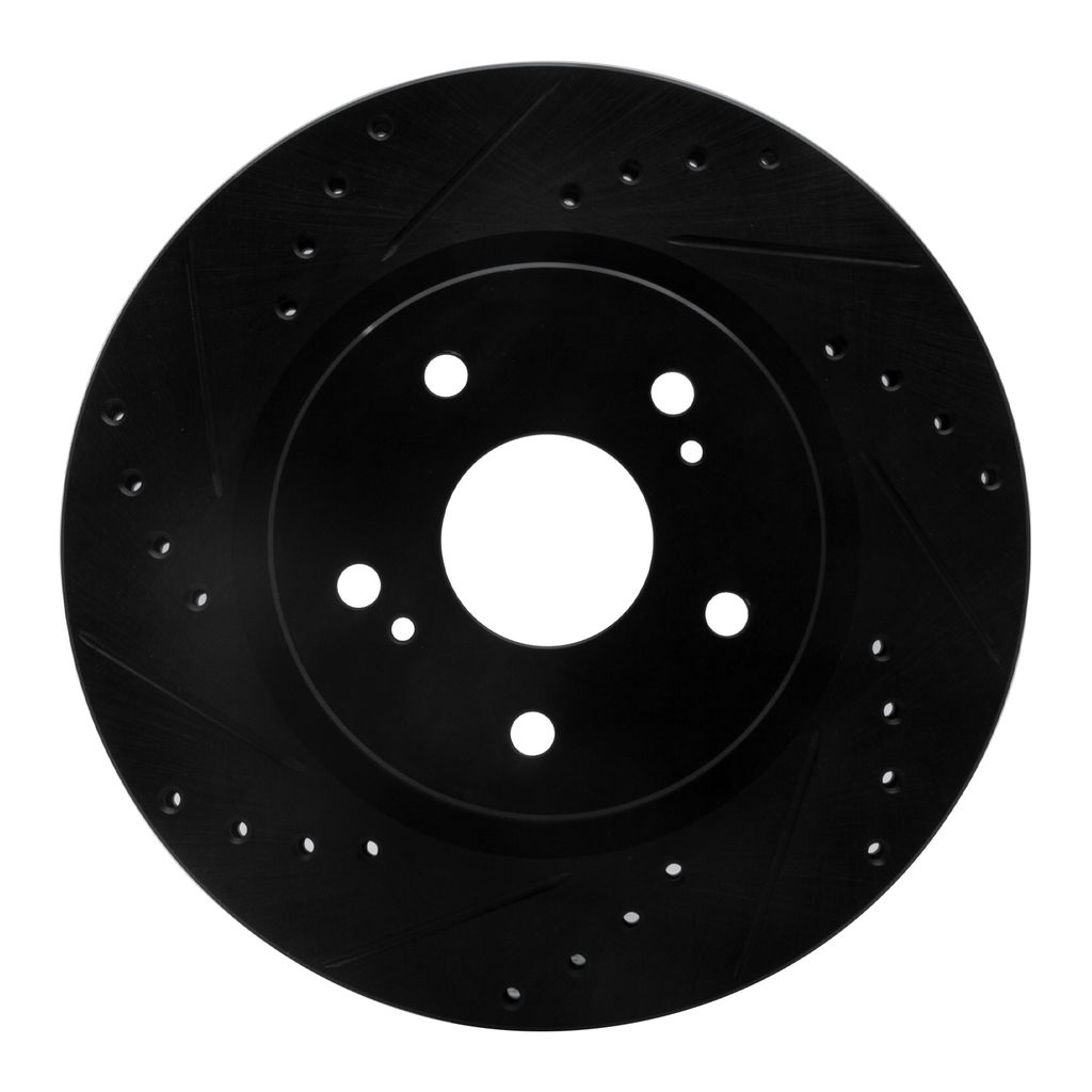 Dynamic Friction 633-01014L - Drilled and Slotted Black Zinc Brake Rotor