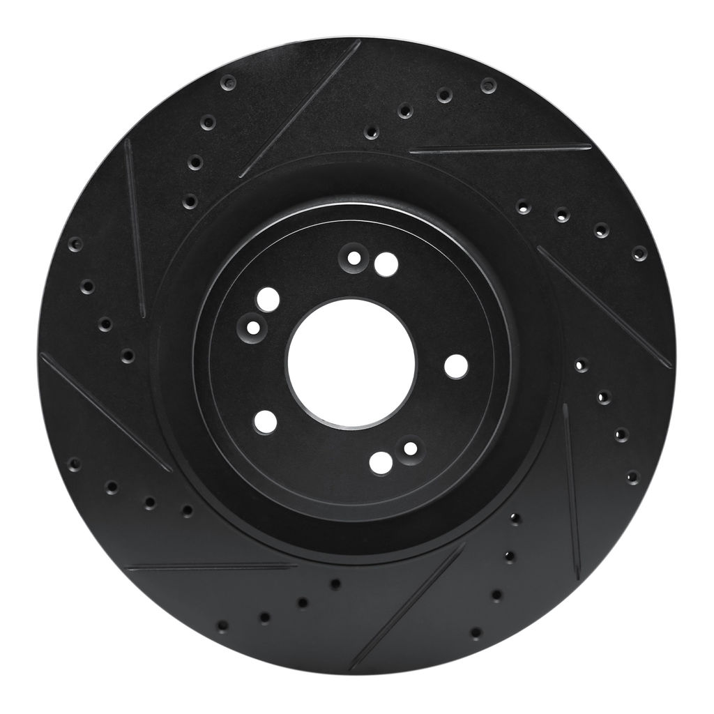 Dynamic Friction 633-03057L - Drilled and Slotted Black Zinc Brake Rotor