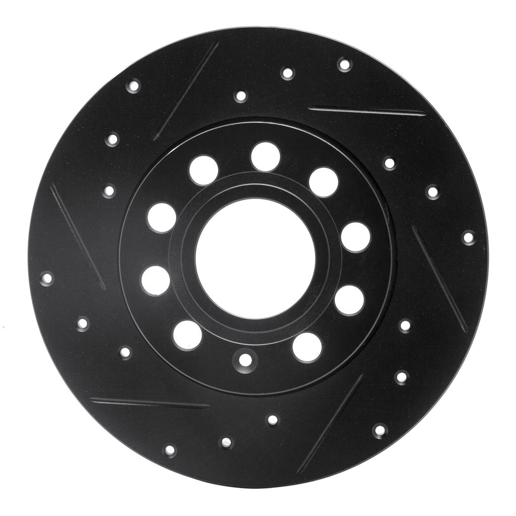 Dynamic Friction 633-74027L - Drilled and Slotted Black Zinc Brake Rotor