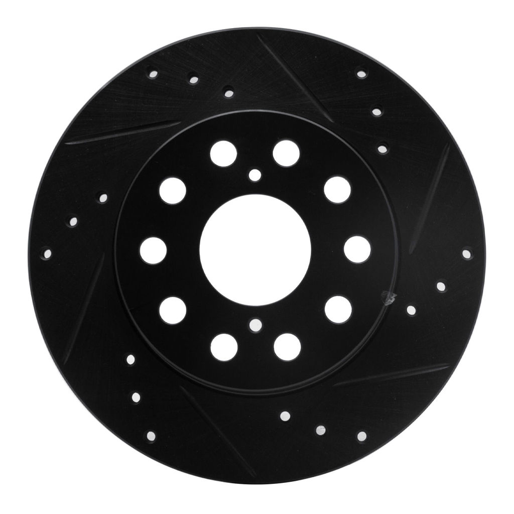 Dynamic Friction 633-76048R - Drilled and Slotted Black Zinc Brake Rotor